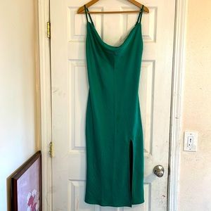 Sexy Silky Emerald Green Cowl-Neck Slip Dress